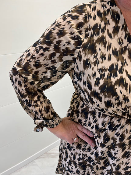 Robe courte beige et chocolat