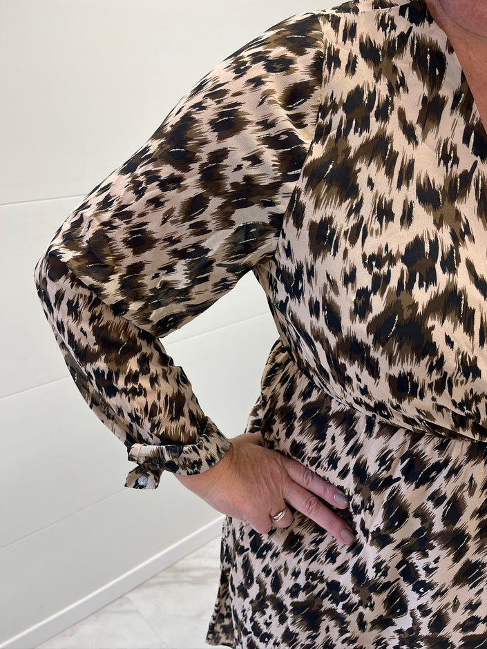 Robe courte beige et chocolat