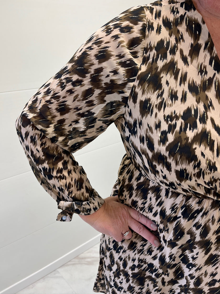 Robe courte beige et chocolat