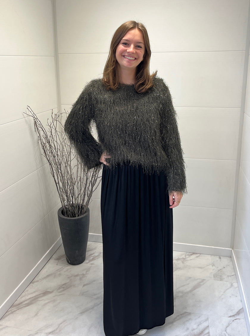 Jupe satin noir élastiquée