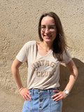 Tee-shirt rayures Vintage Club - Beige