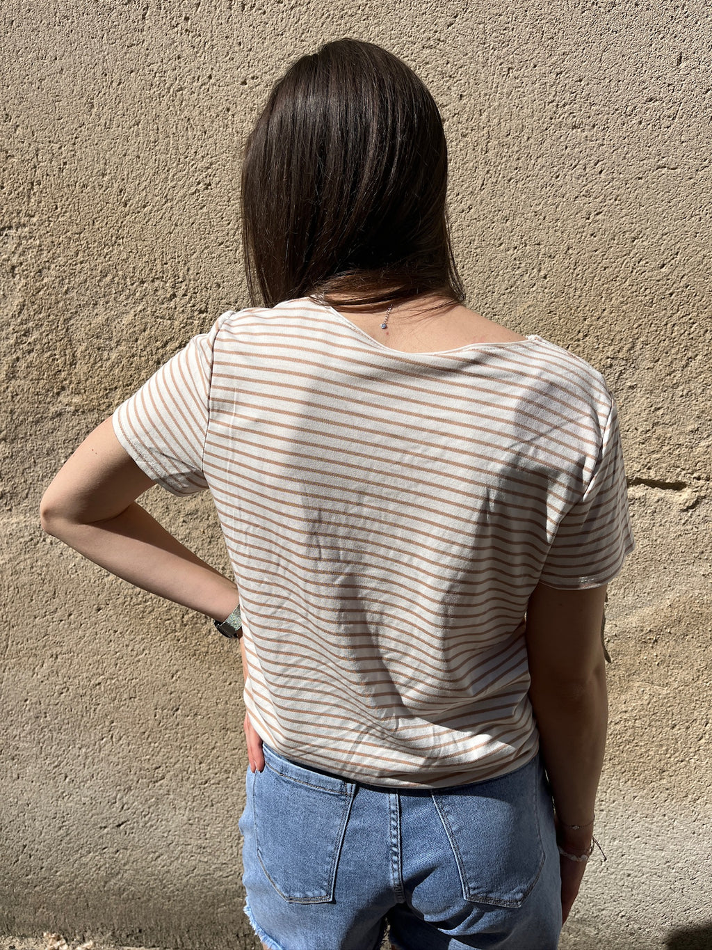 Tee-shirt rayures Vintage Club - Beige