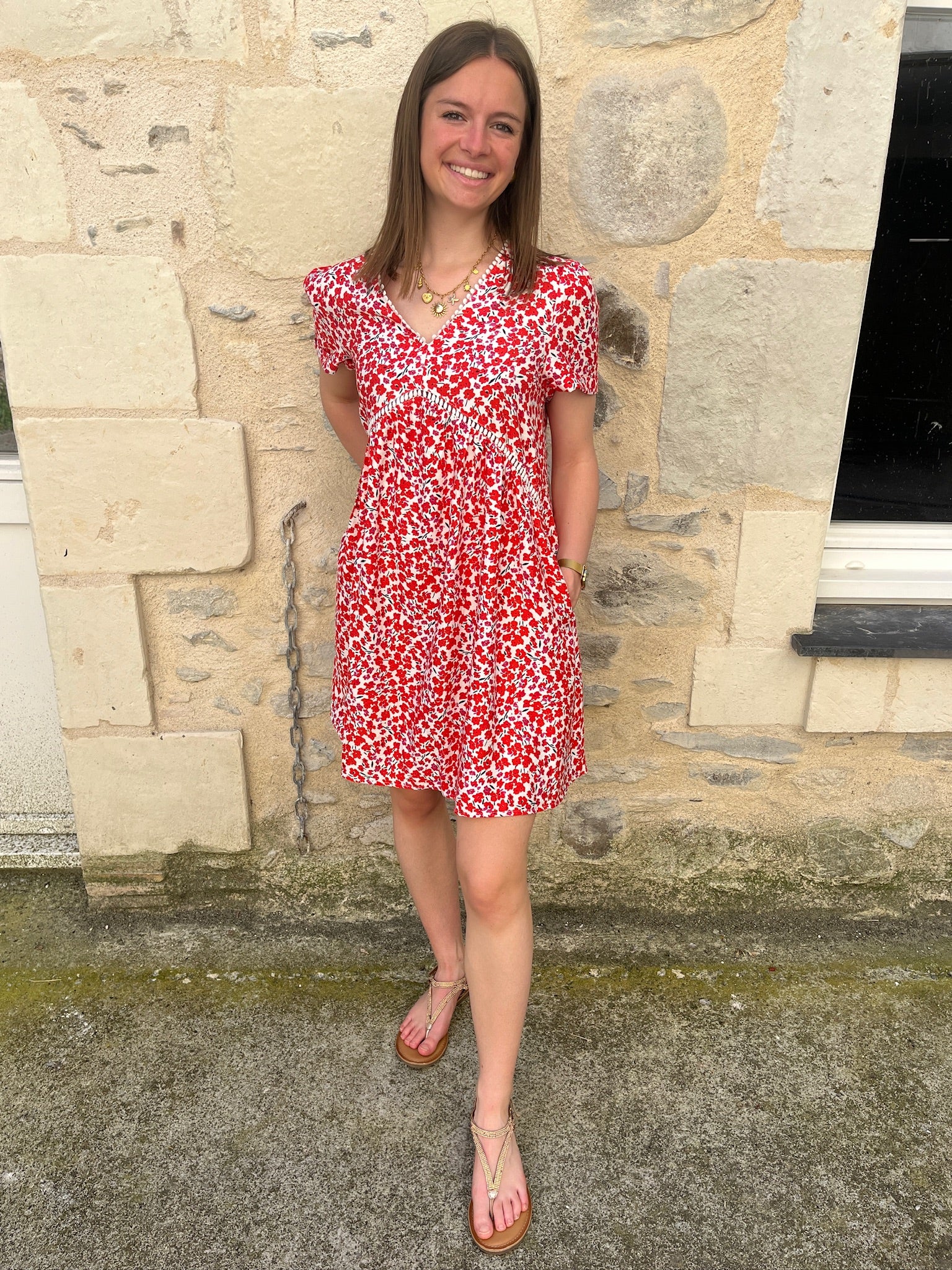 Robe courte Leïla - Rouge