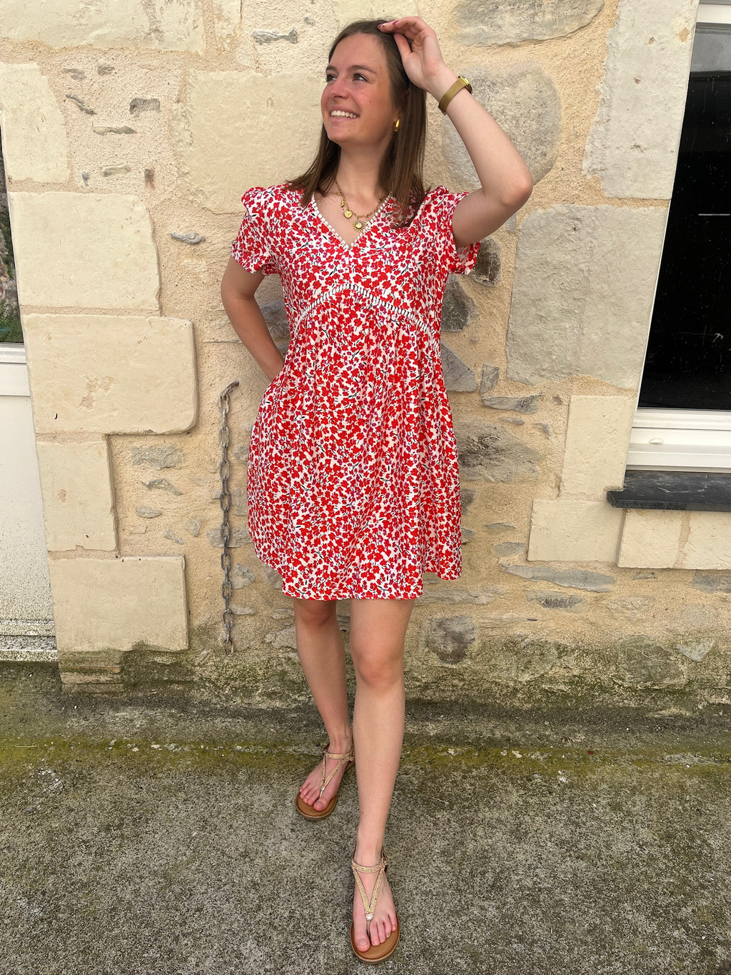 Robe courte Leïla - Rouge