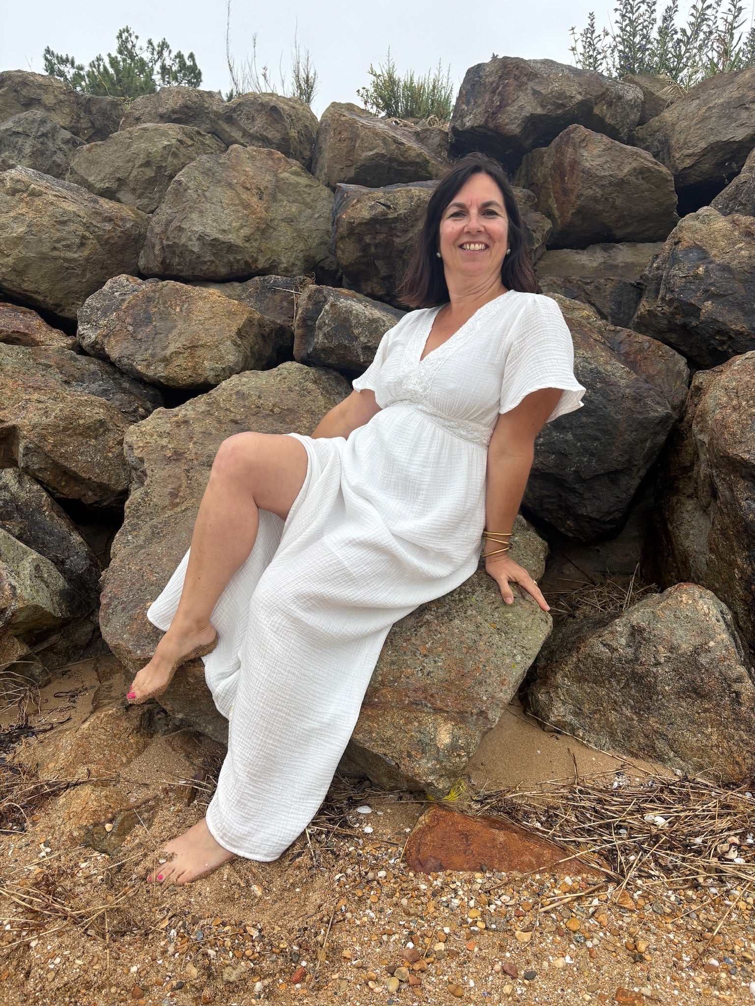 Robe longue Gaz de coton - Blanc