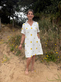 Robe Citron Gaz de coton - Blanc