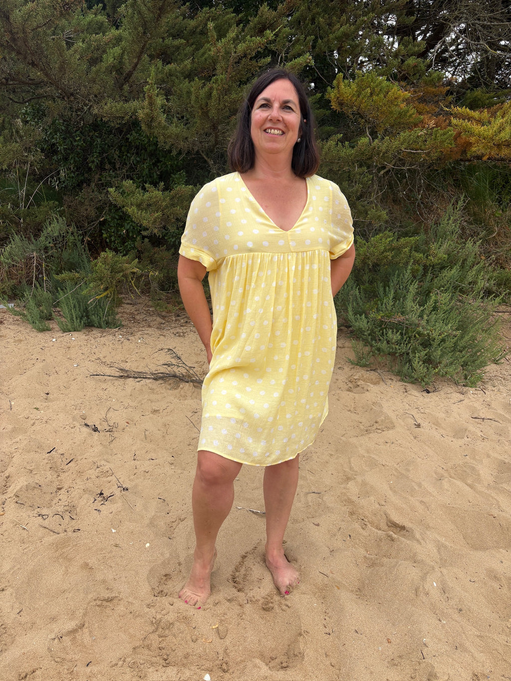 Combi-short à pois - Jaune et blanche