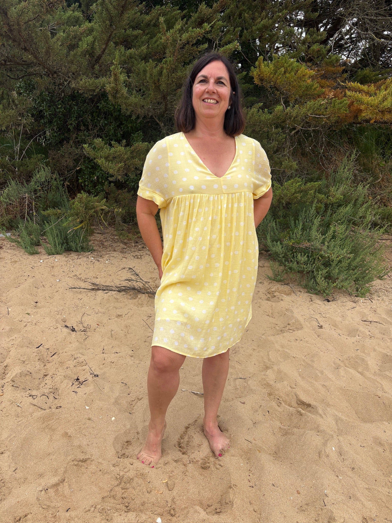 Combi-short à pois - Jaune et blanche