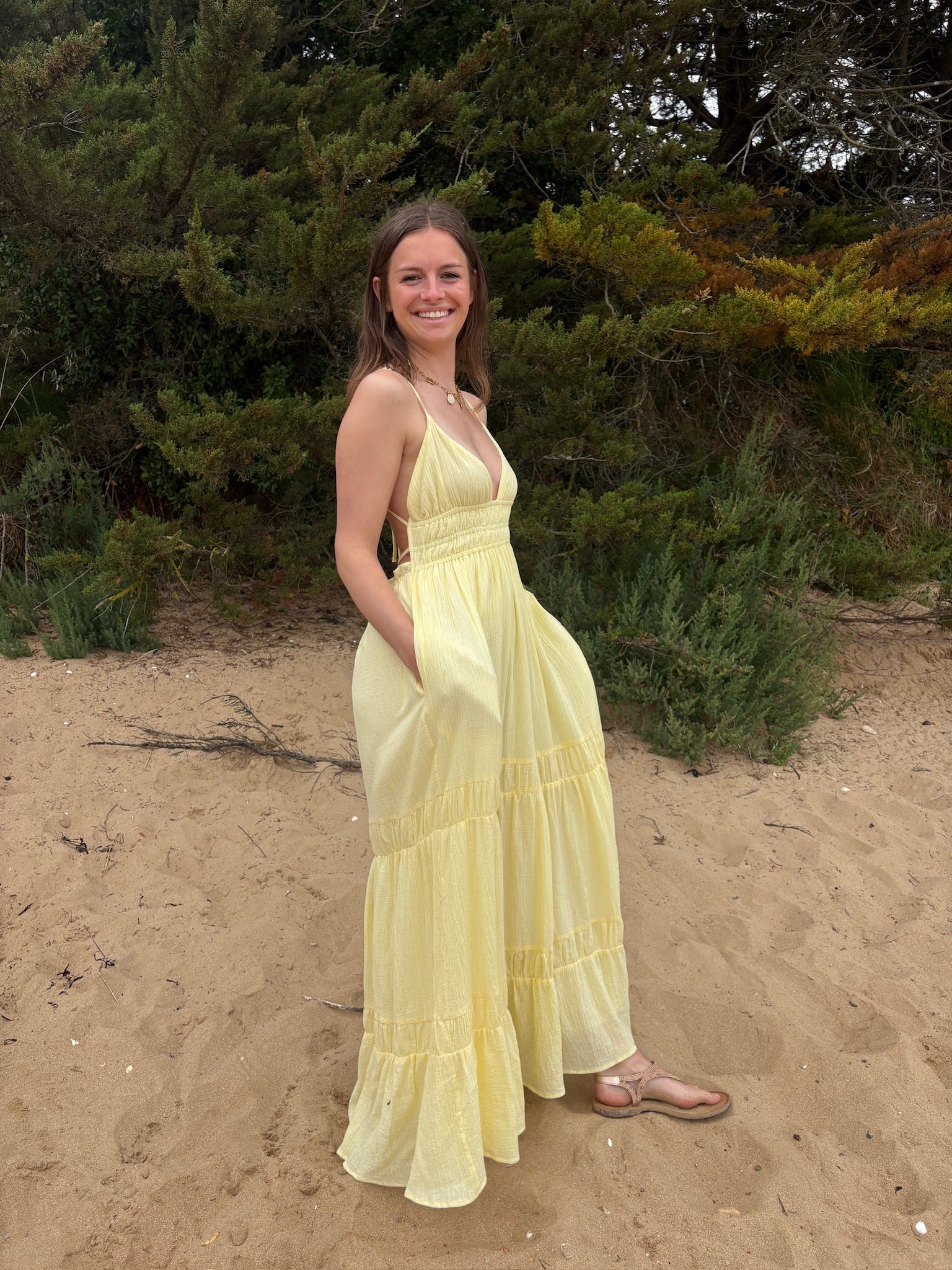 Robe longue Carmen - Jaune