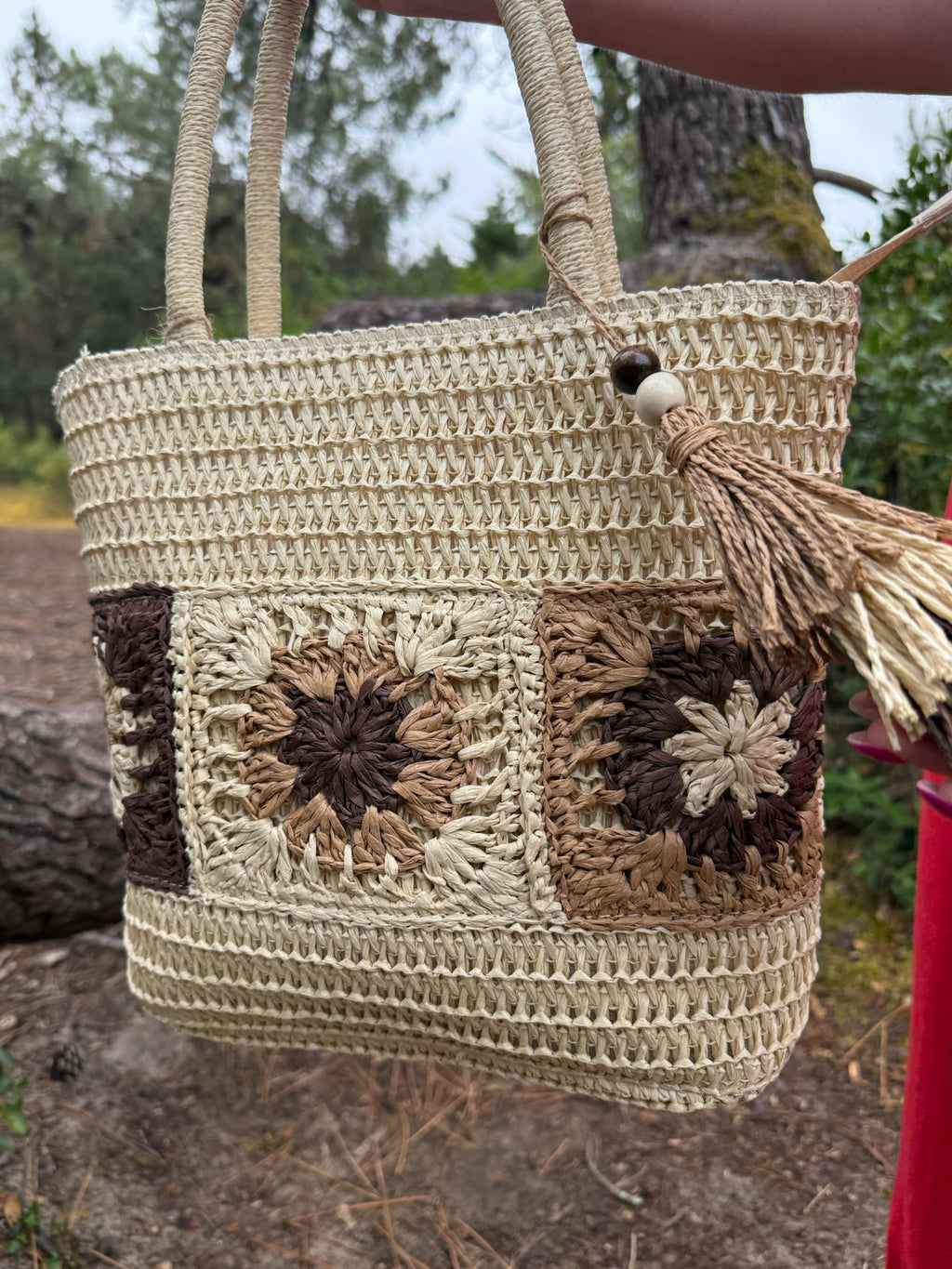 Sac paille à motif