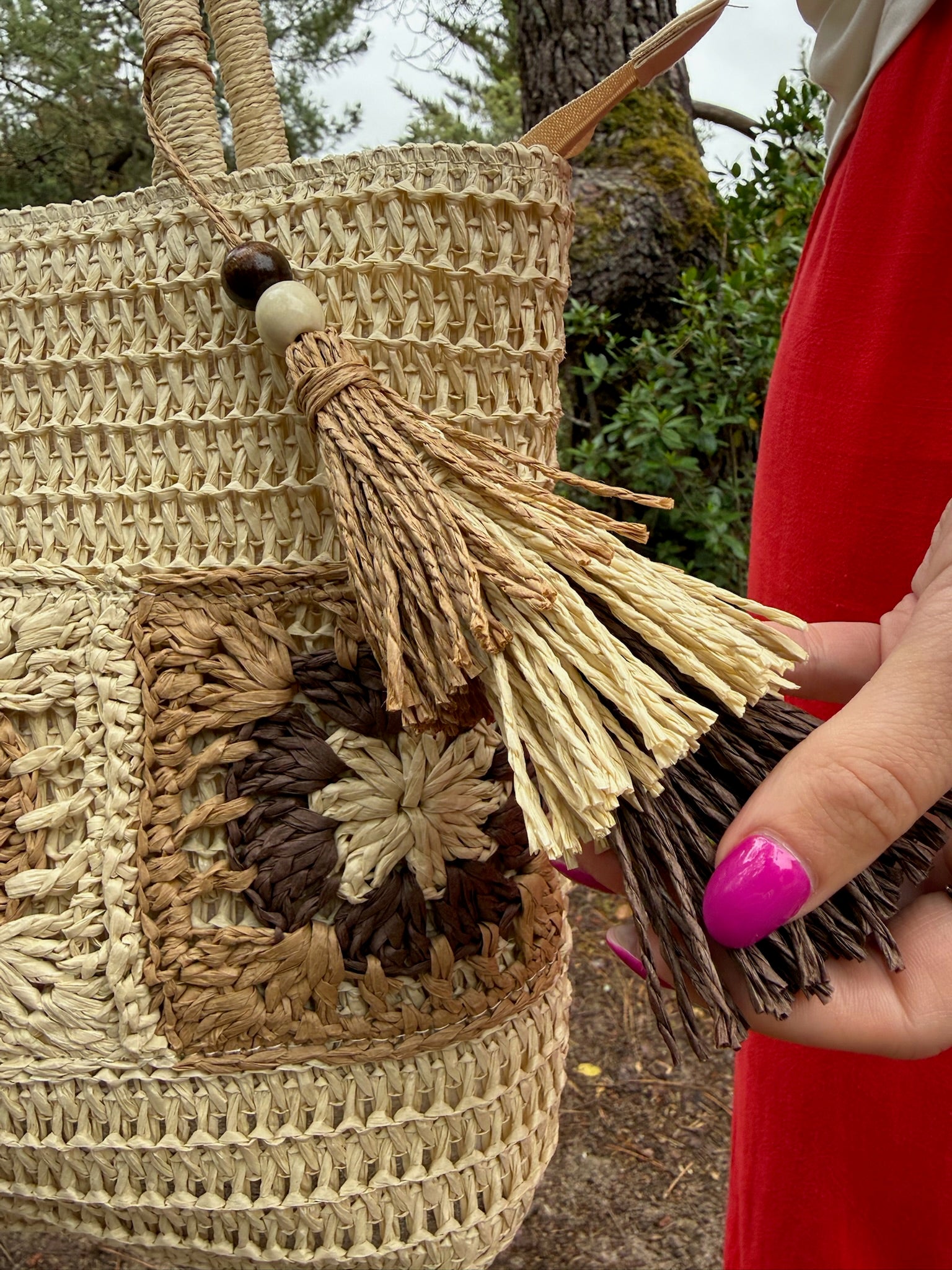 Sac paille à motif