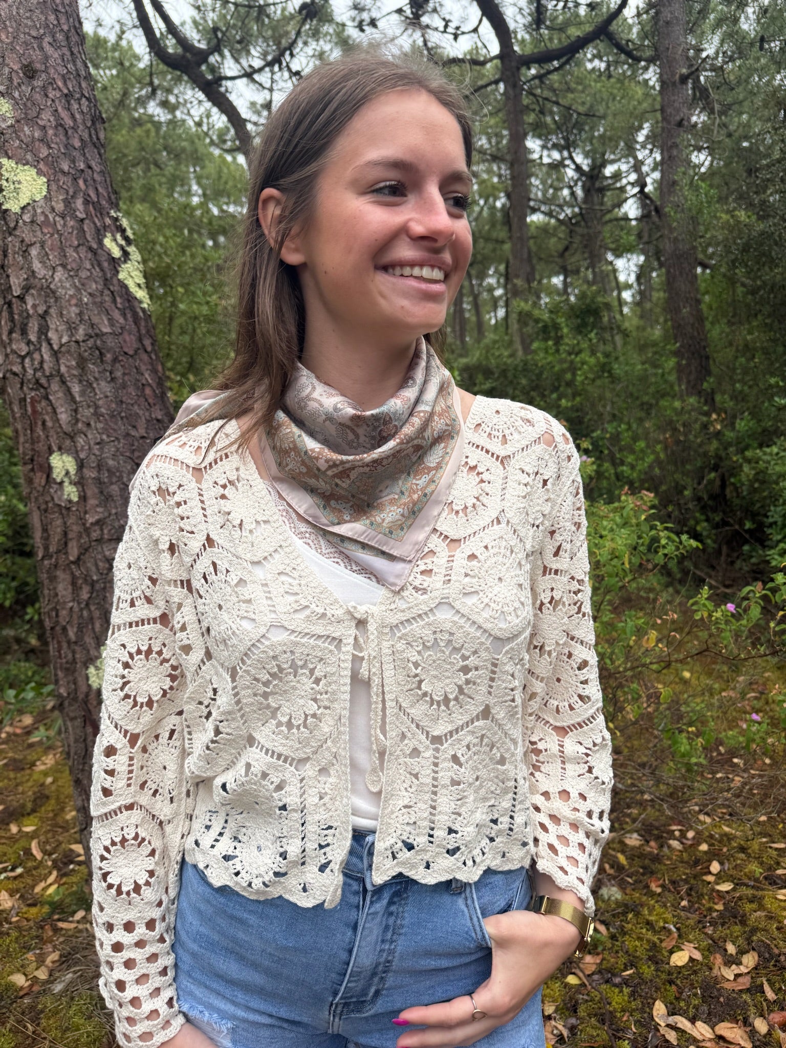 Gilet crochet à manches longues