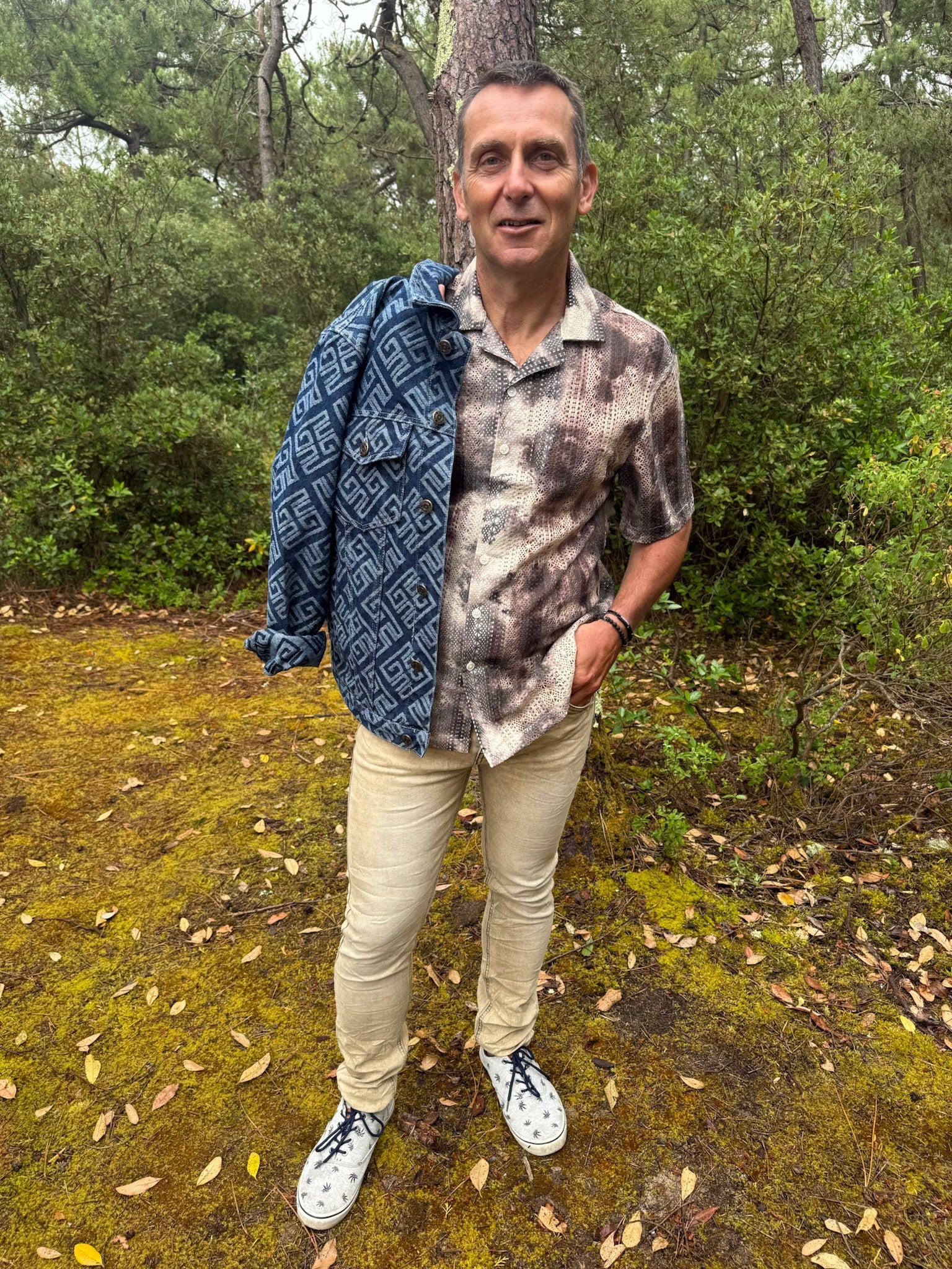 Veste en jean géométrique