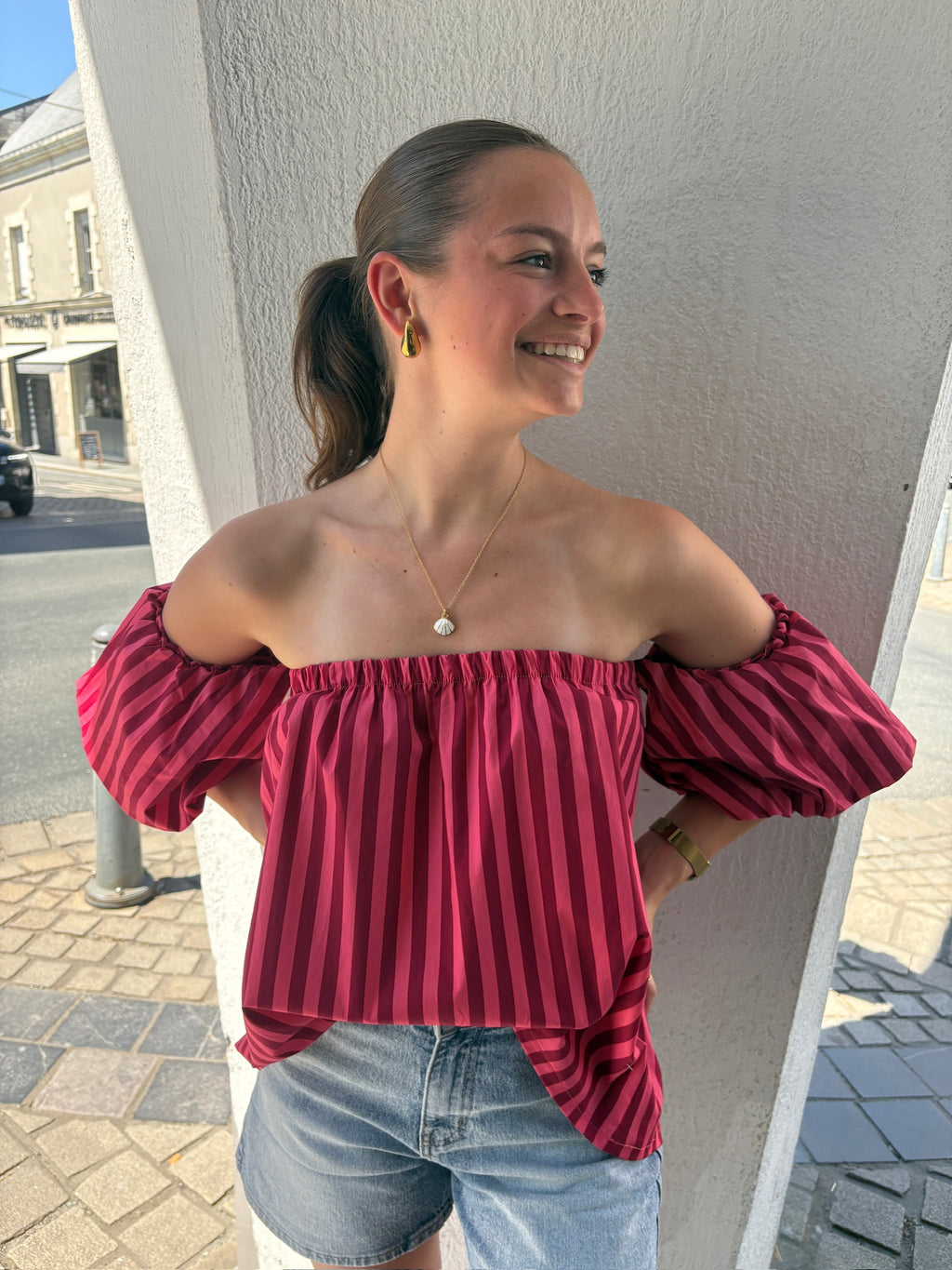 Top Joséphine - Rouge et Bordeaux
