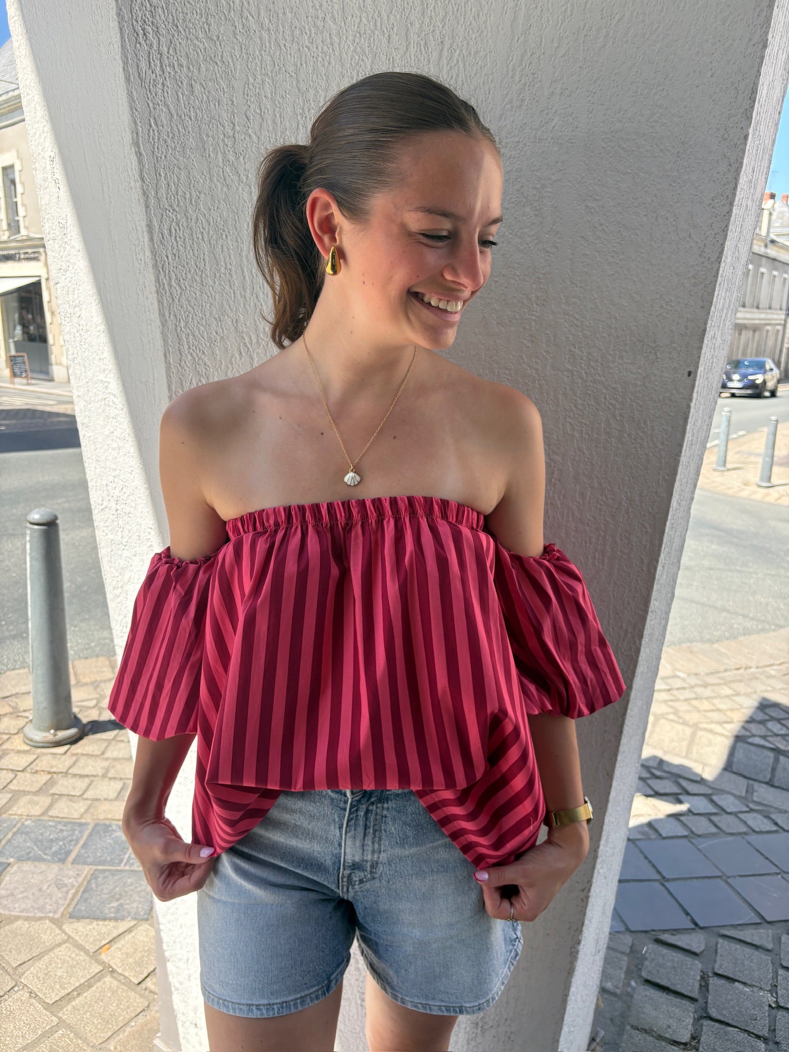 Top Joséphine - Rouge et Bordeaux
