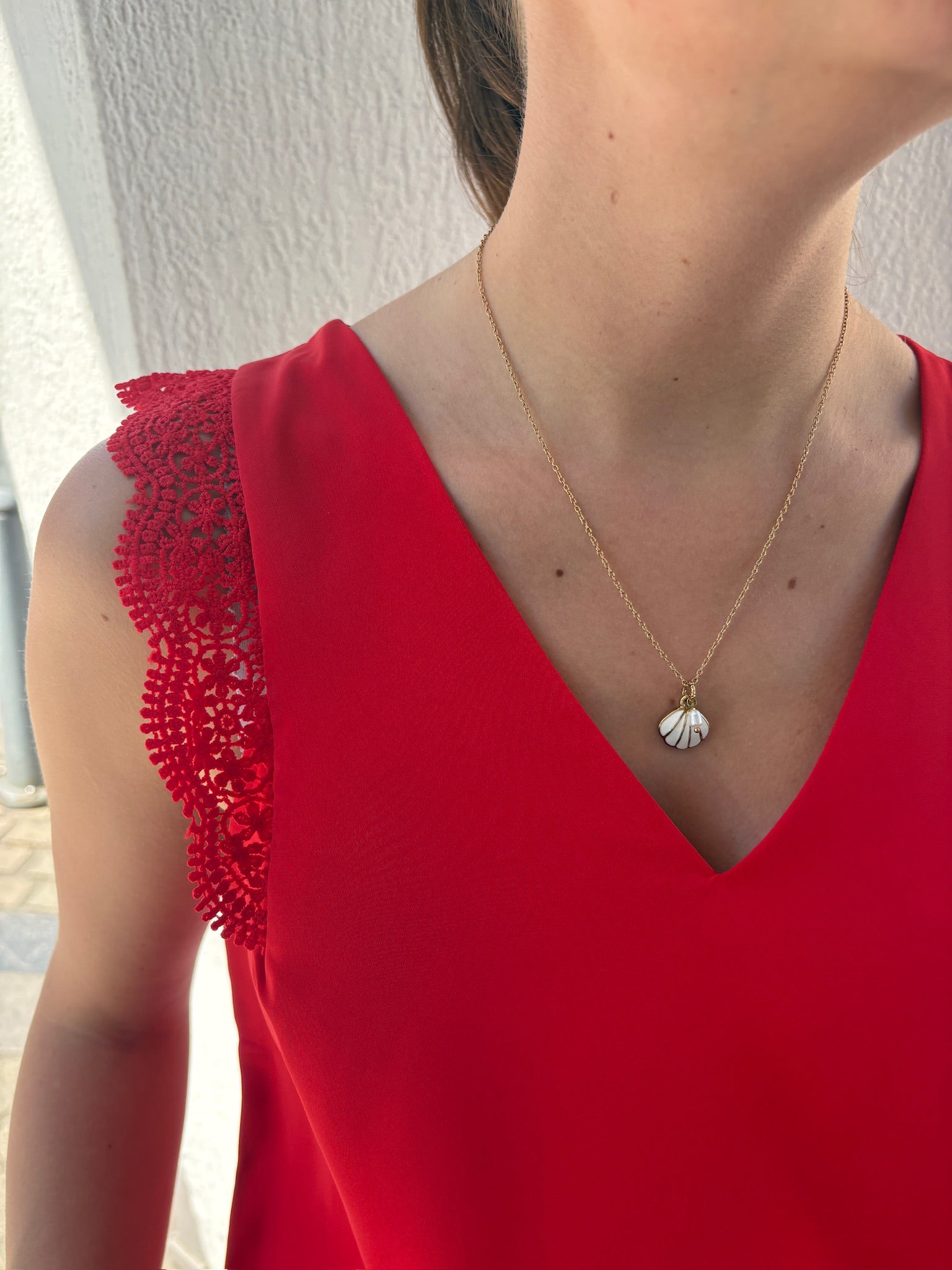 Haut à dentelle - Rouge