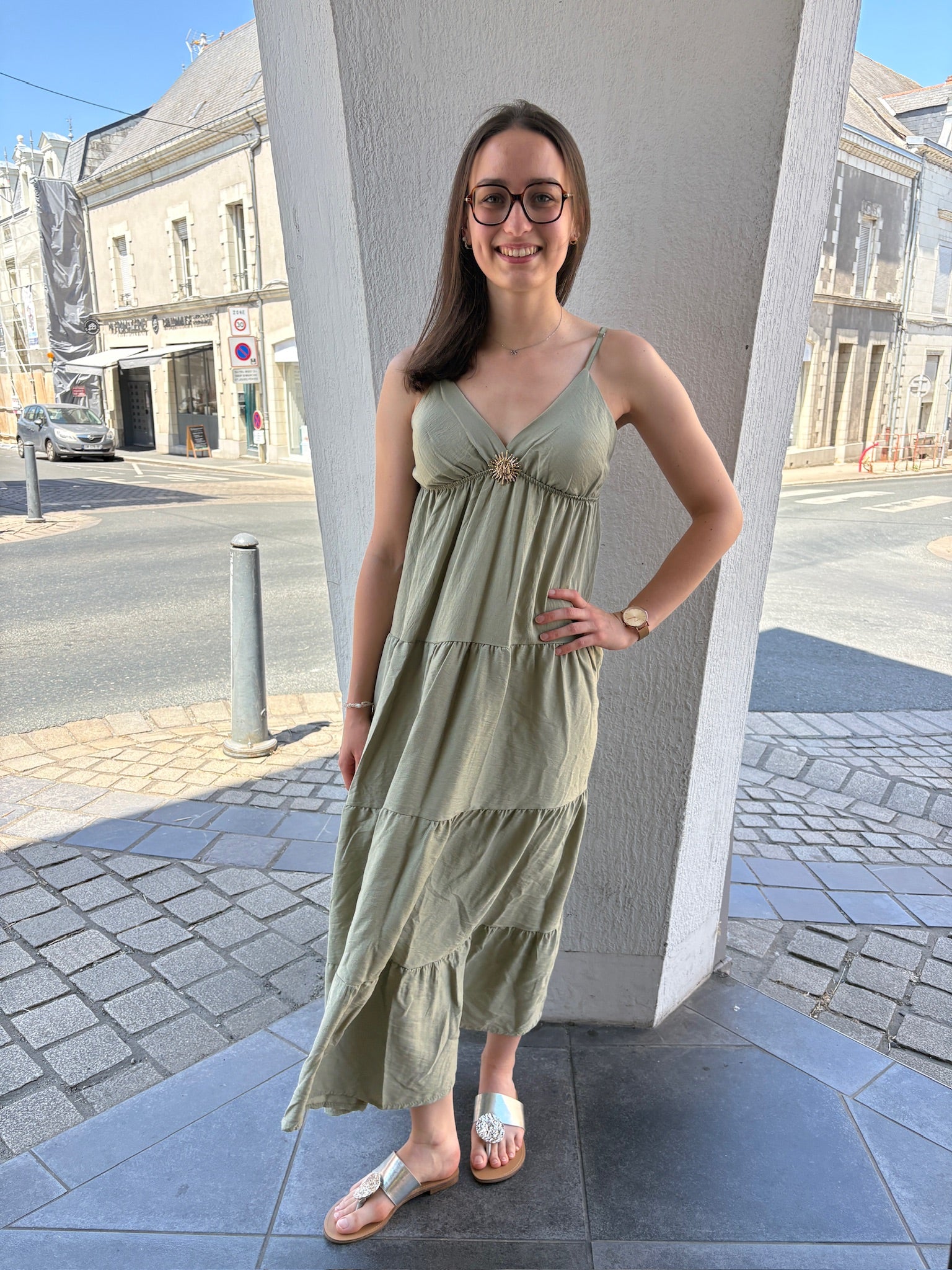 Robe longue Aurélie - Kaki Clair