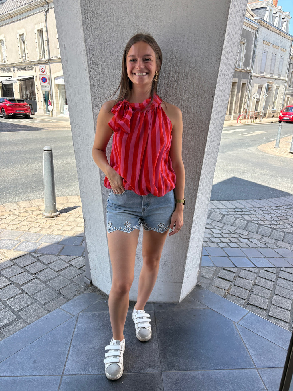 Top Emi - Orange et Rose