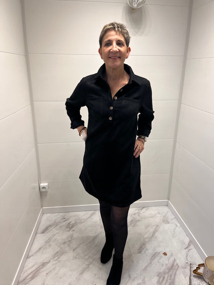 Robe courte matière suédine - Noire
