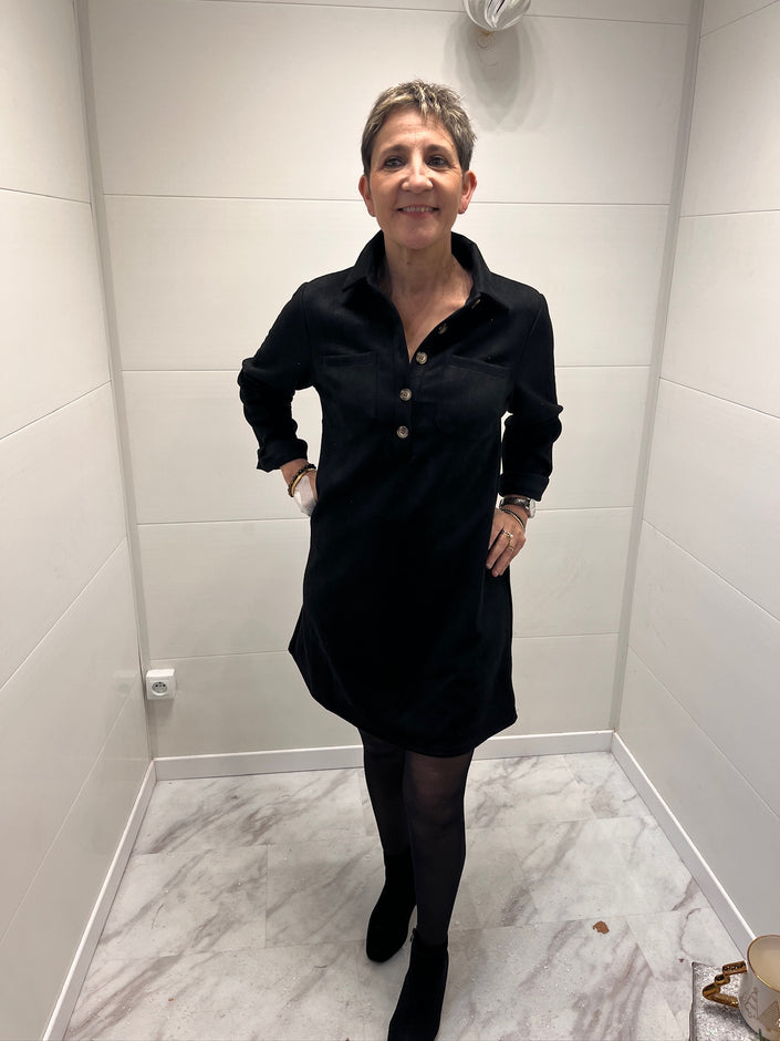 Robe courte matière suédine - Noire