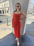 Robe longue Alizée - Orange et Rouge