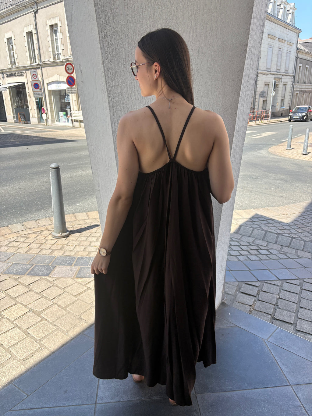 Robe longue Evanie - Marron