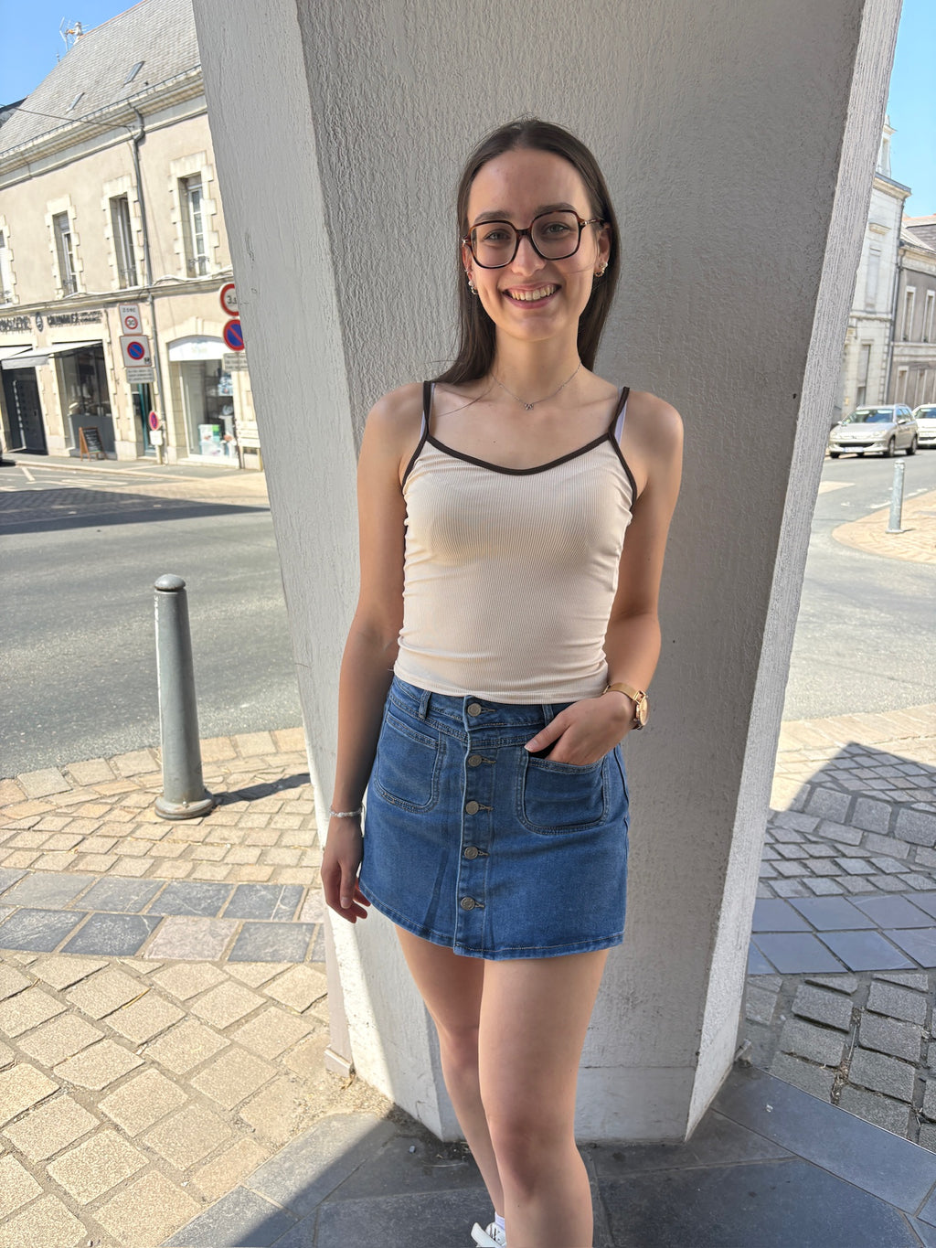 Top Liza - Beige et Marron