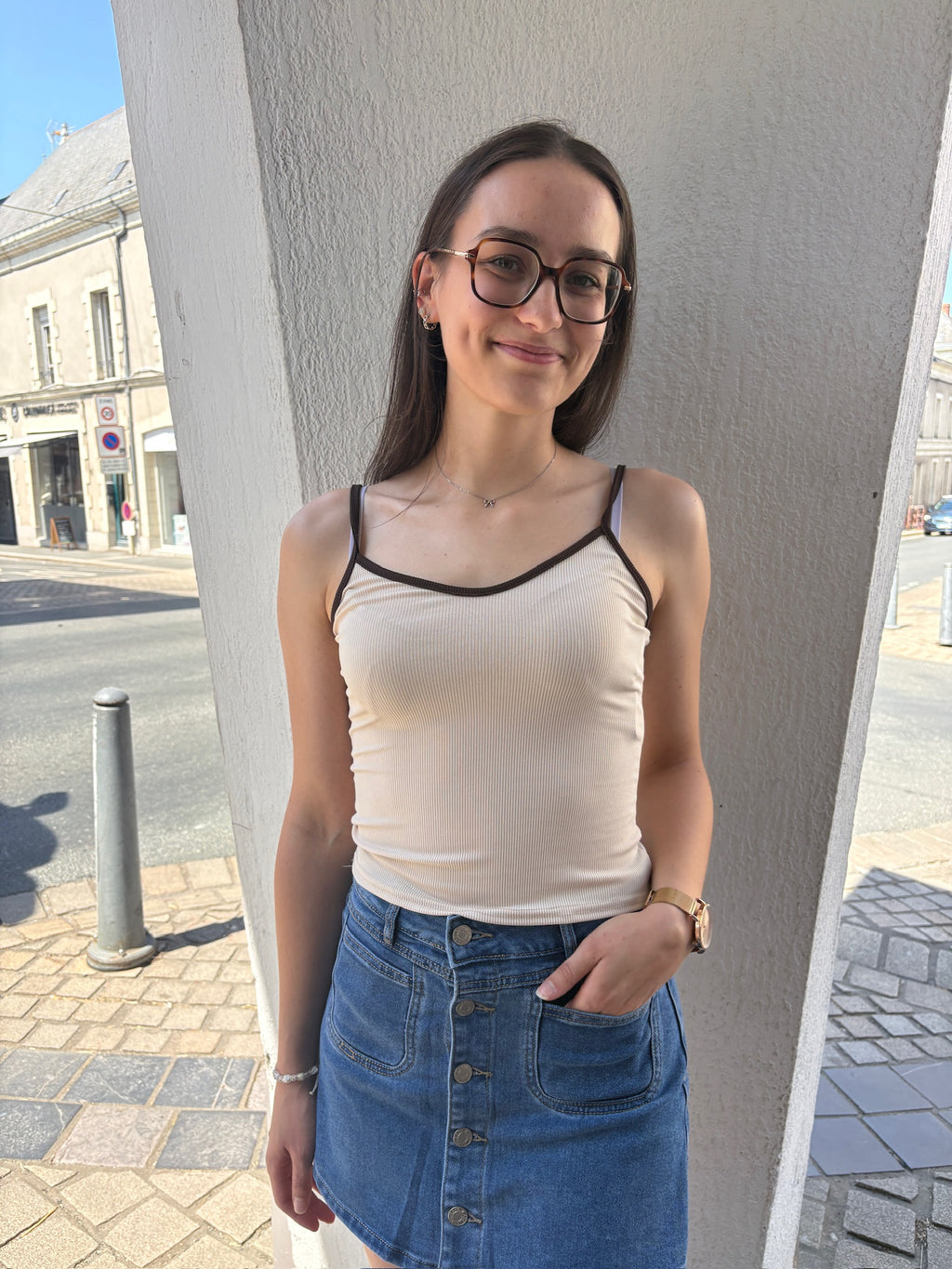 Top Liza - Beige et Marron