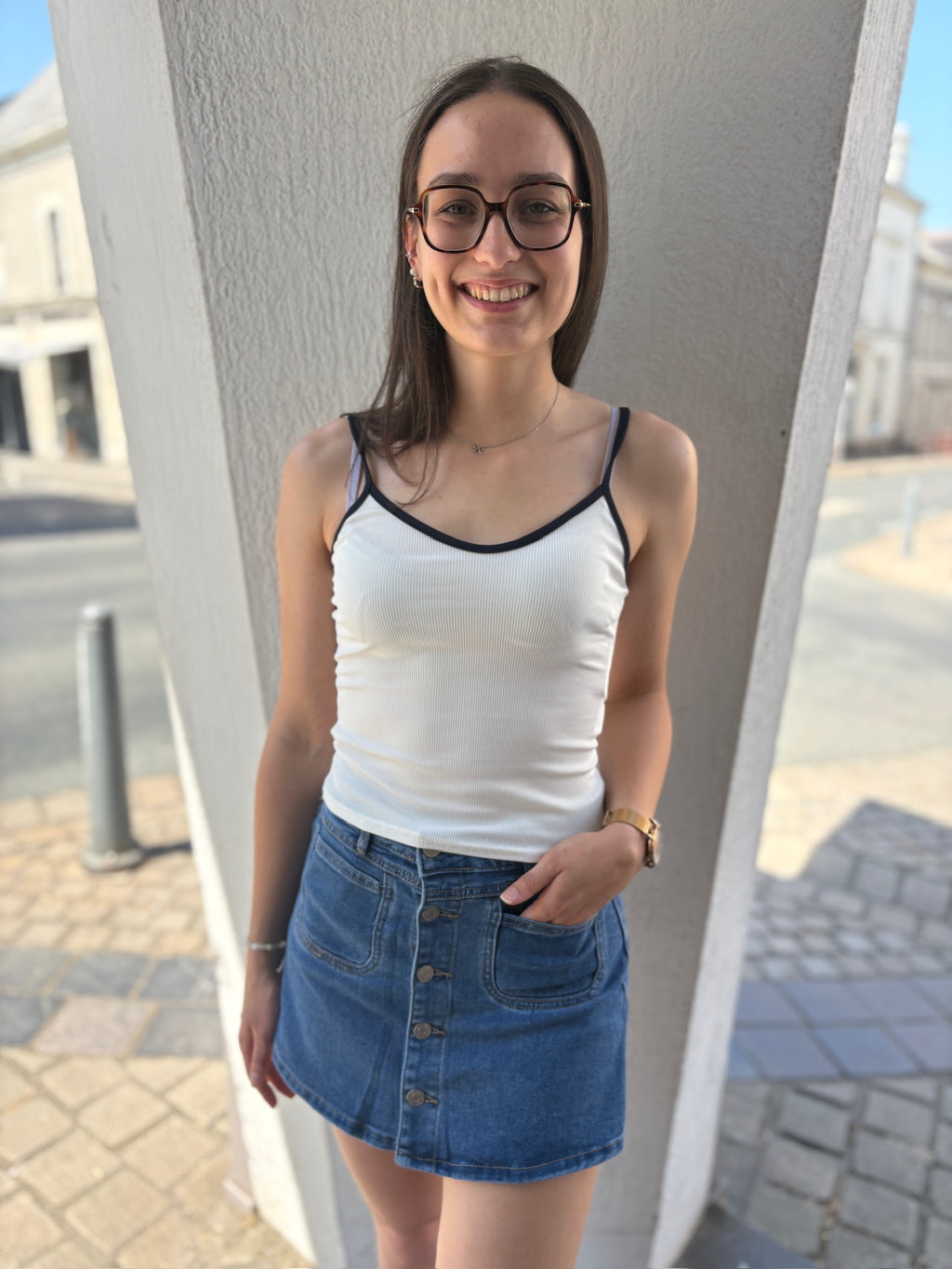 Top Liza - Blanc et Marine