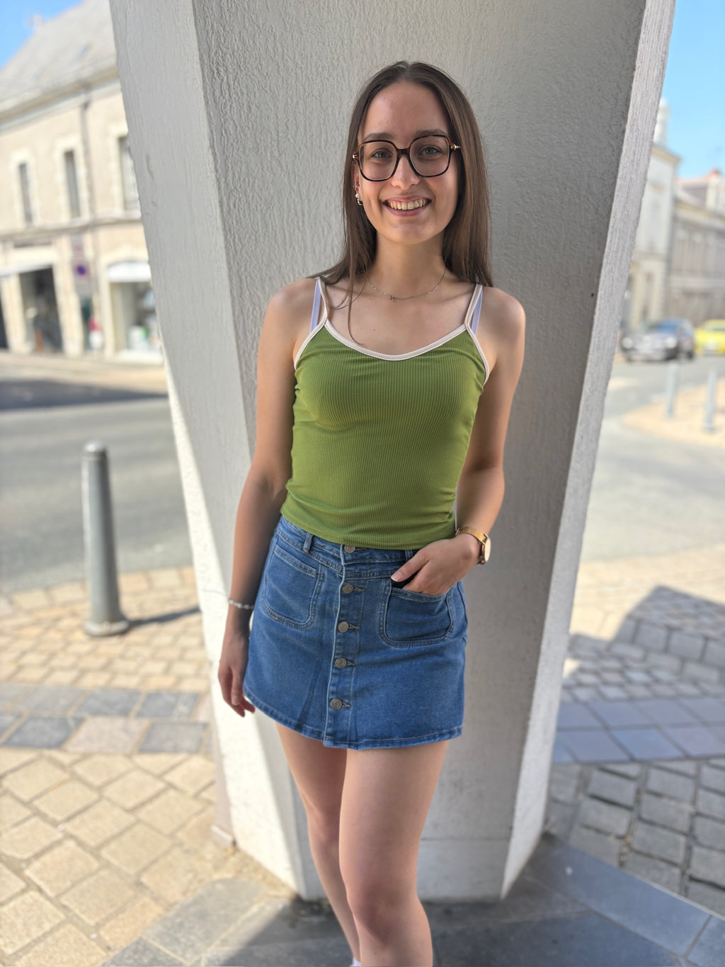 Top Liza - Vert et Blanc