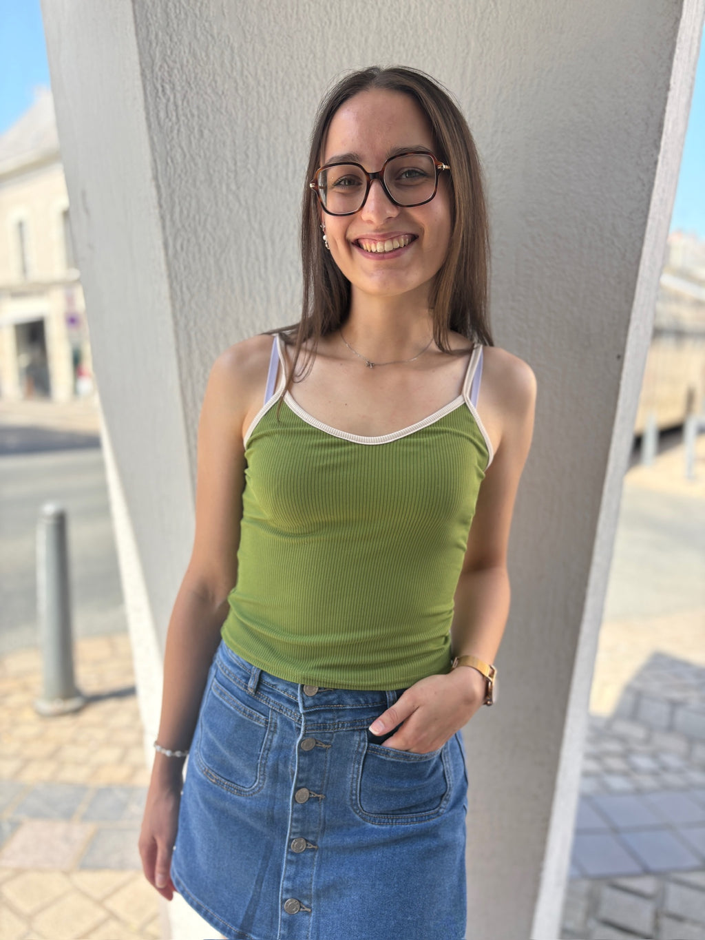 Top Liza - Vert et Blanc