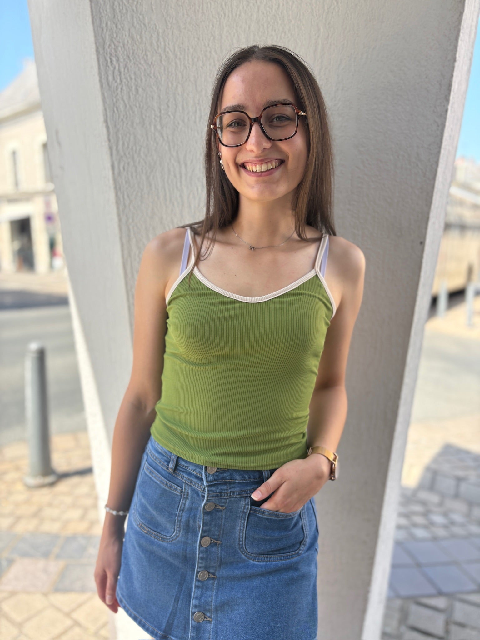 Top Liza - Vert et Blanc