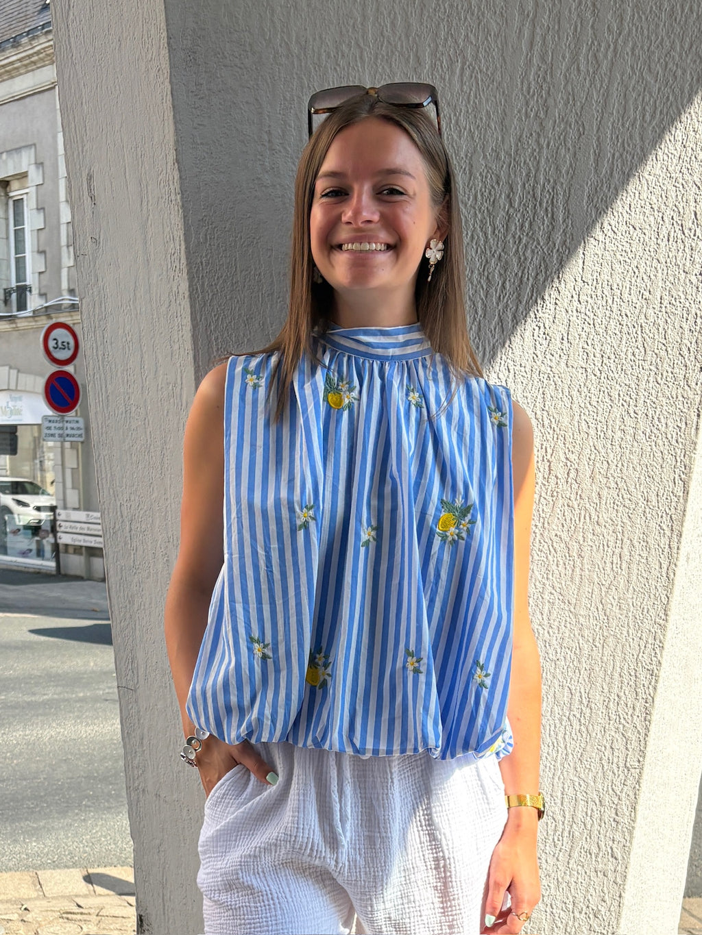 Top Milla - Bleu à rayures