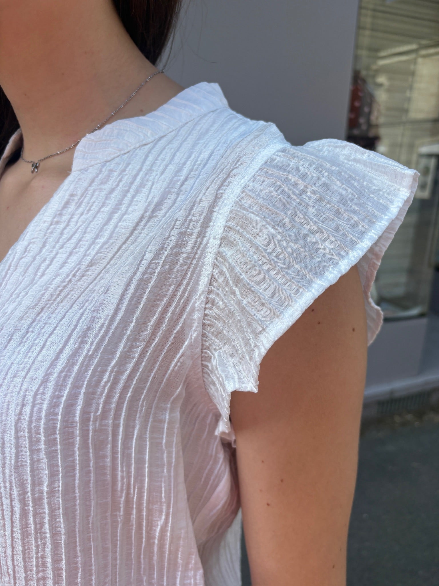 Haut à dentelle - Blanc