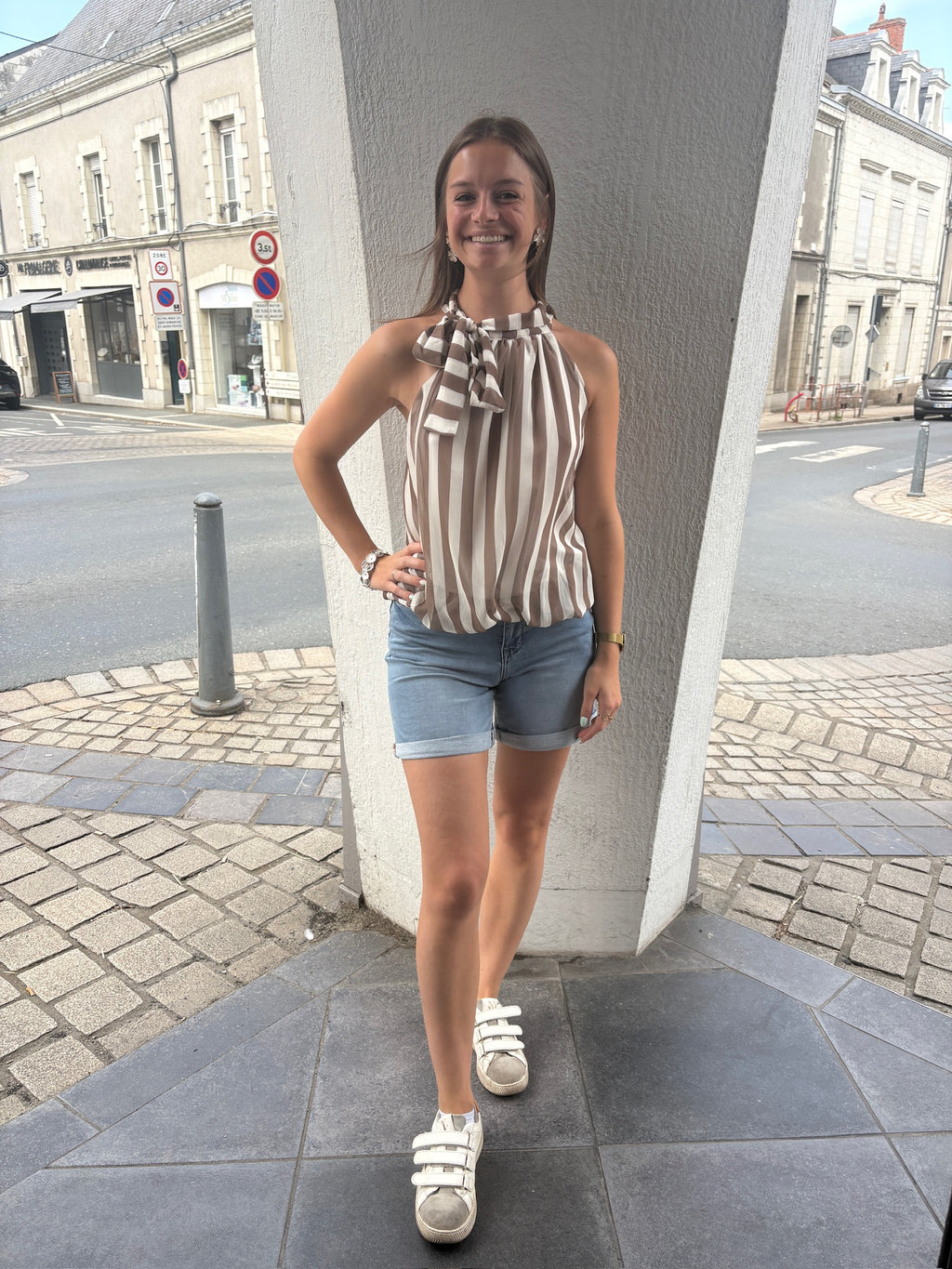 Top Emi - Camel et Beige