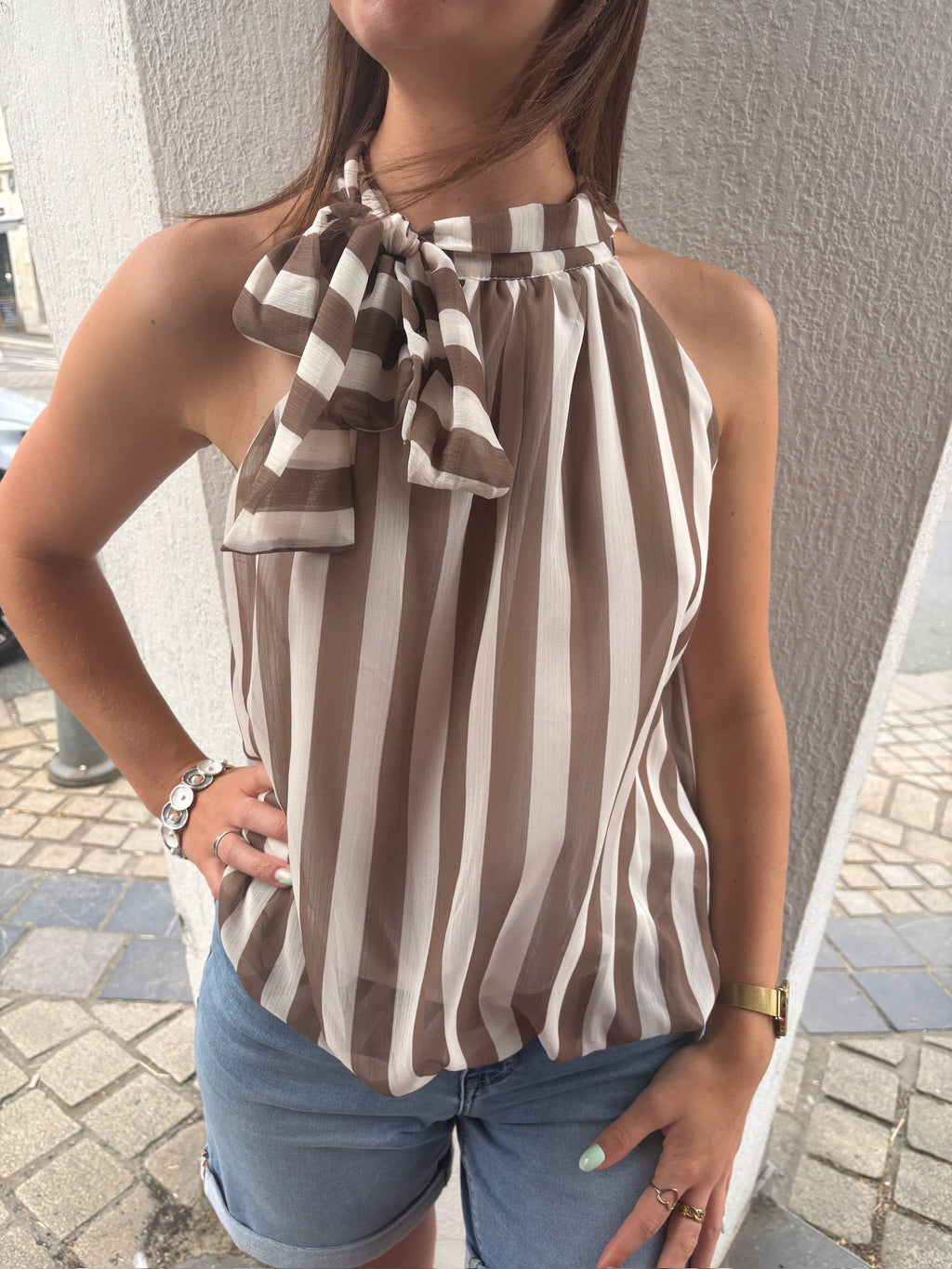 Top Emi - Camel et Beige
