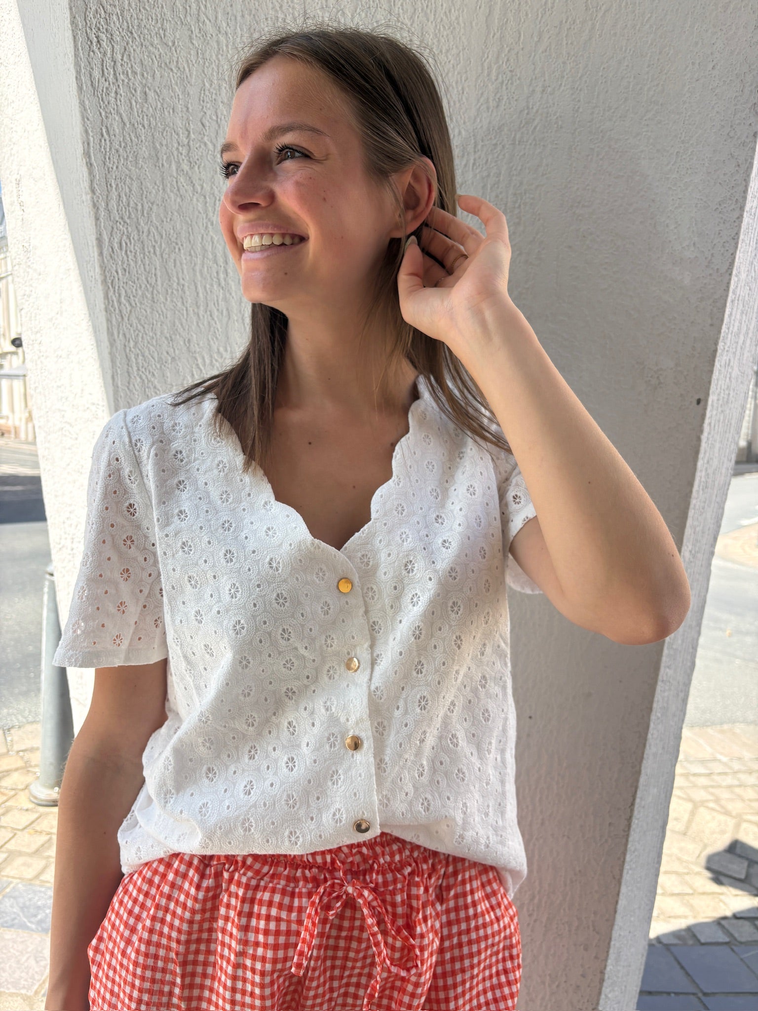 Haut à broderie blanc