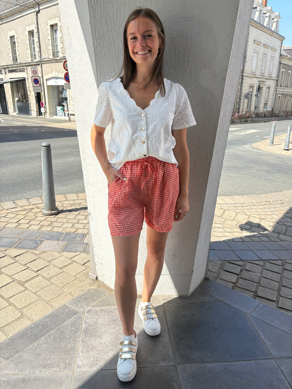 Haut à broderie blanc