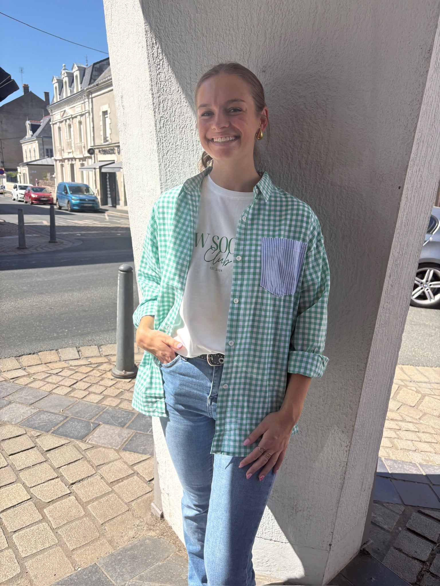 Chemise à carreaux - Verte et blanche