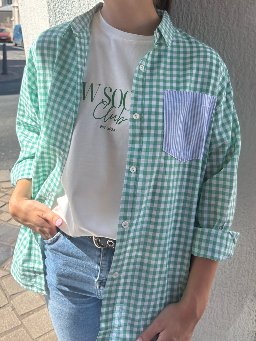 Chemise à carreaux - Verte et blanche