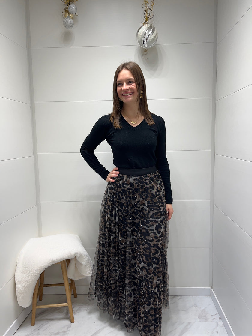 Jupe longue léopard