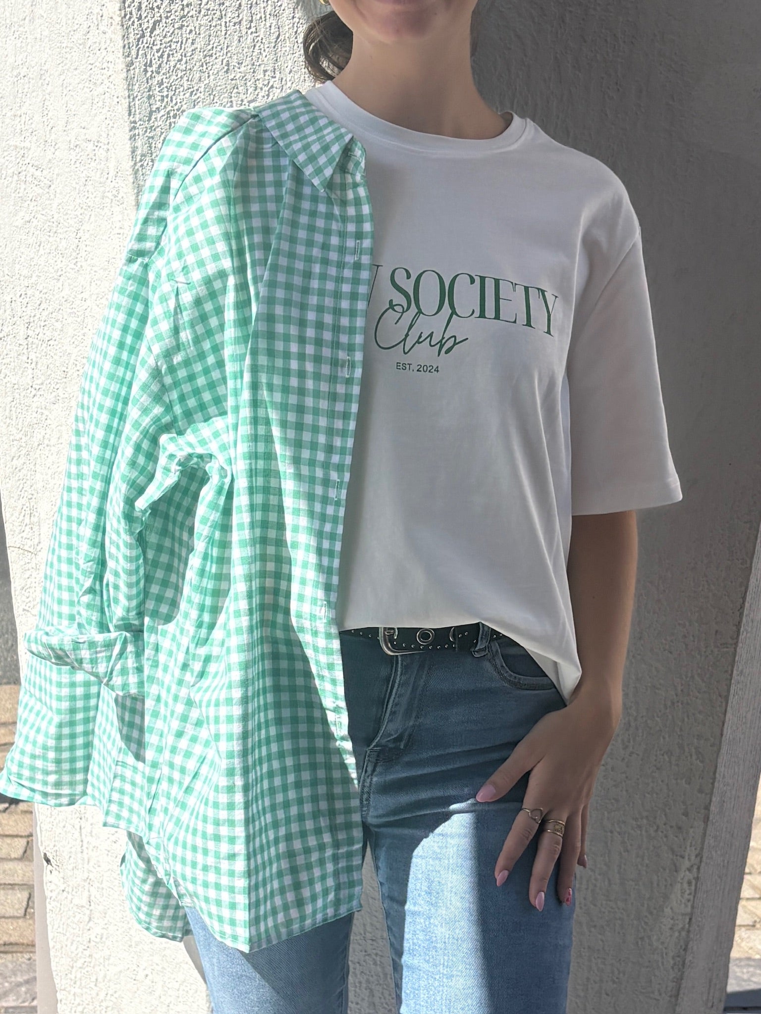 Chemise à carreaux - Verte et blanche