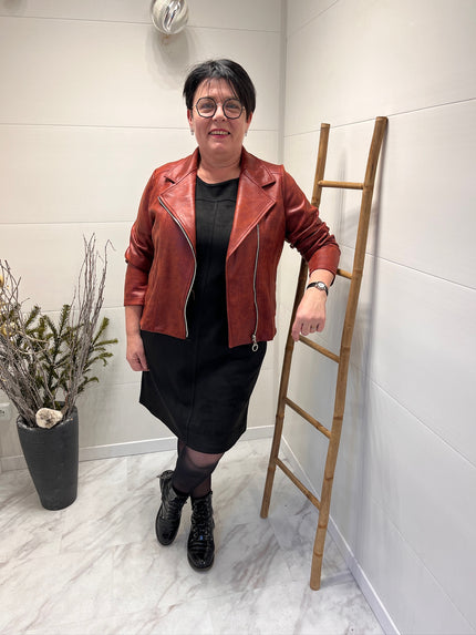 Veste en daim effet cuir - Terracotta