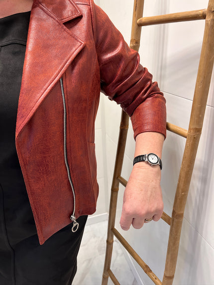 Veste en daim effet cuir - Terracotta