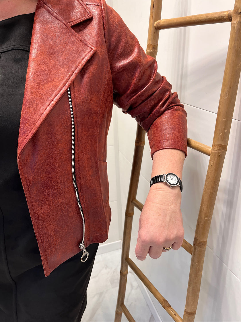 Veste en daim effet cuir - Terracotta