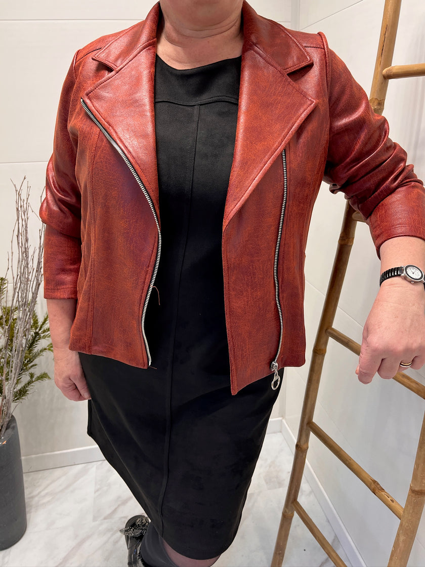Veste en daim effet cuir - Terracotta