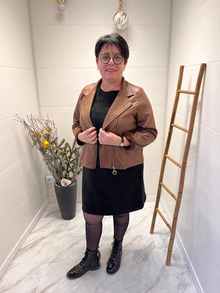 Veste en daim effet cuir - Marron