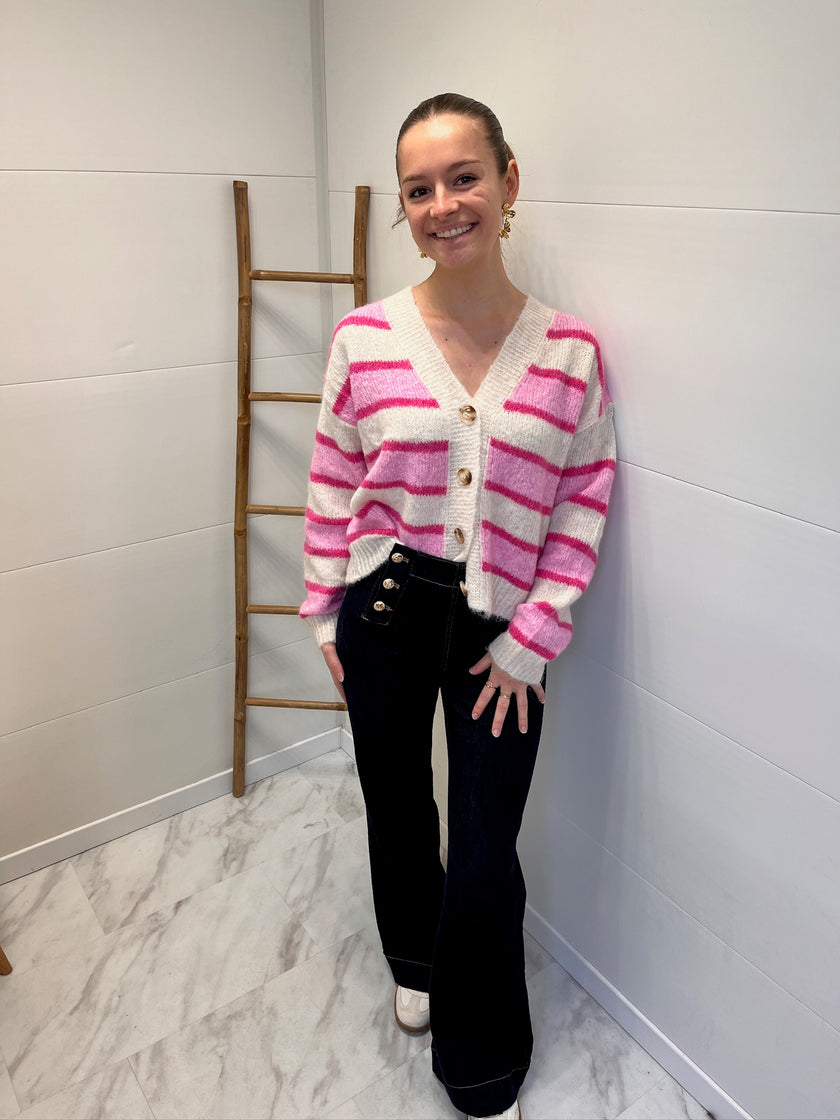 Gilet Rayé Oxane - Rose