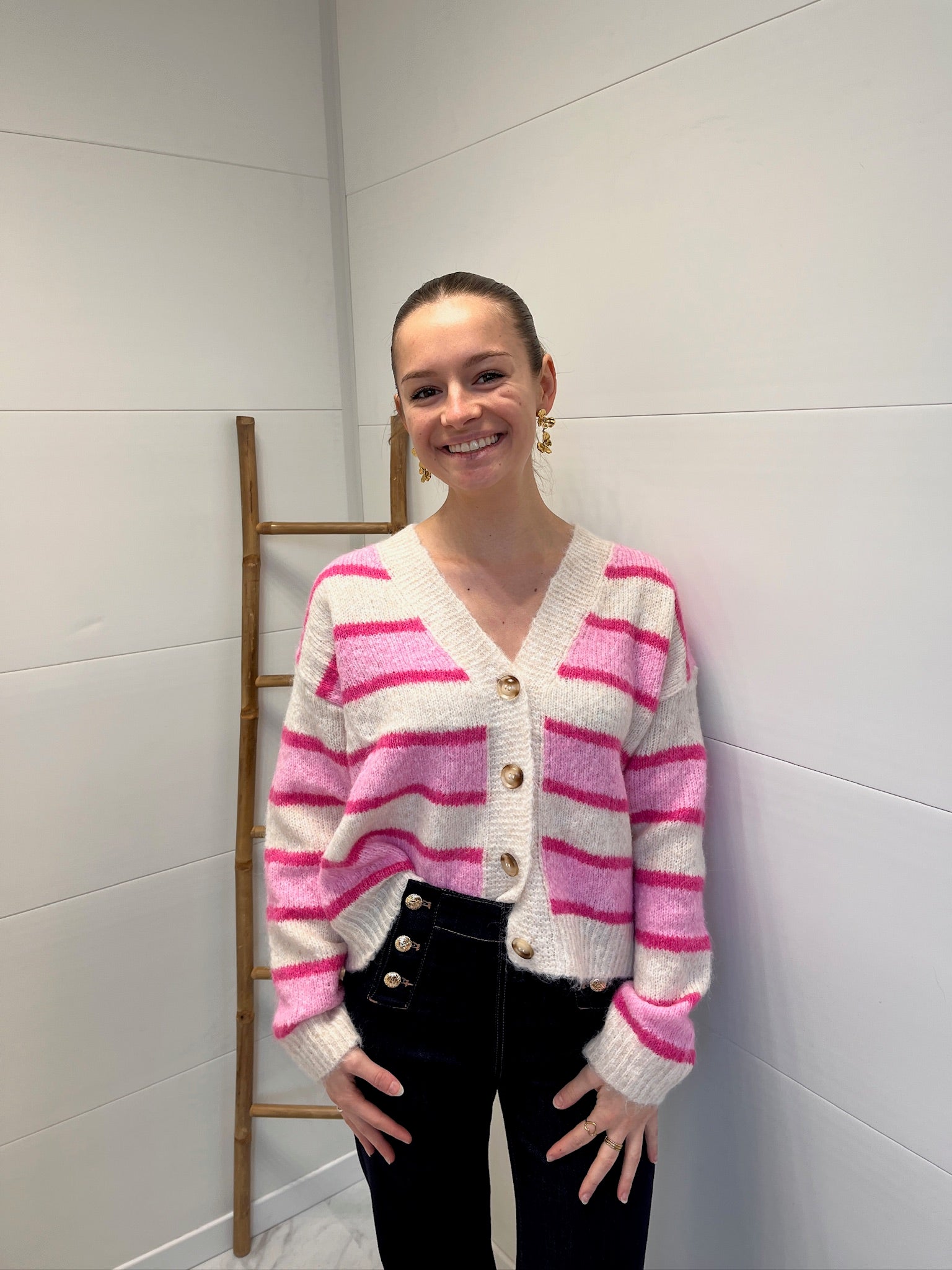 Gilet Rayé Oxane - Rose