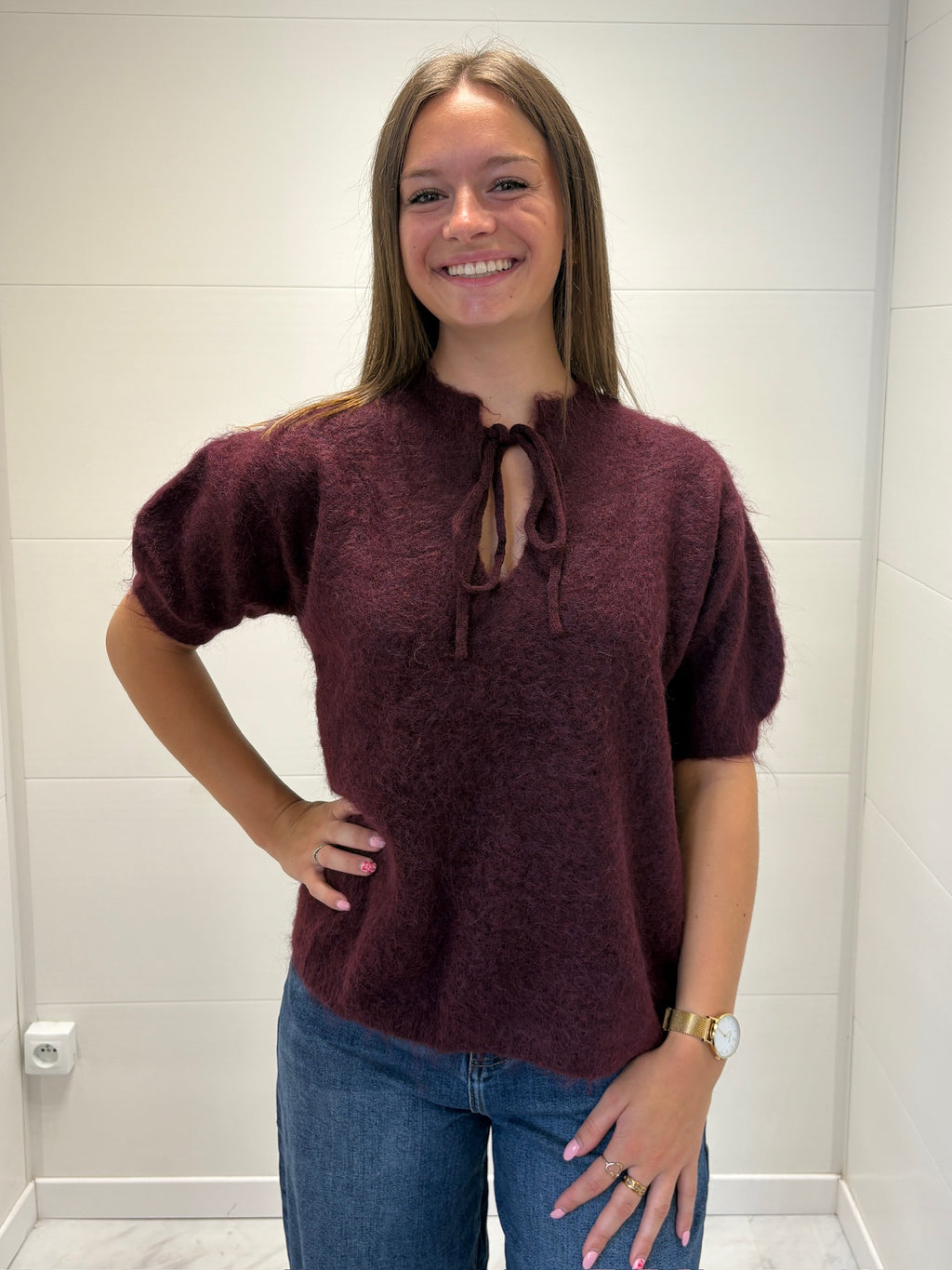 Pull sans manches bordeaux